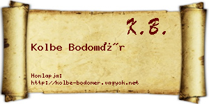 Kolbe Bodomér névjegykártya